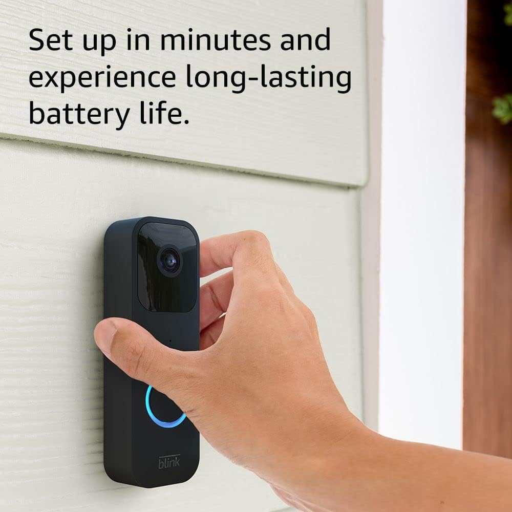 Blink Video Doorbell (newest model), Two-way audio, HD video, motion and chime app alerts and Alexa enabled — wired or wire-free (Black)