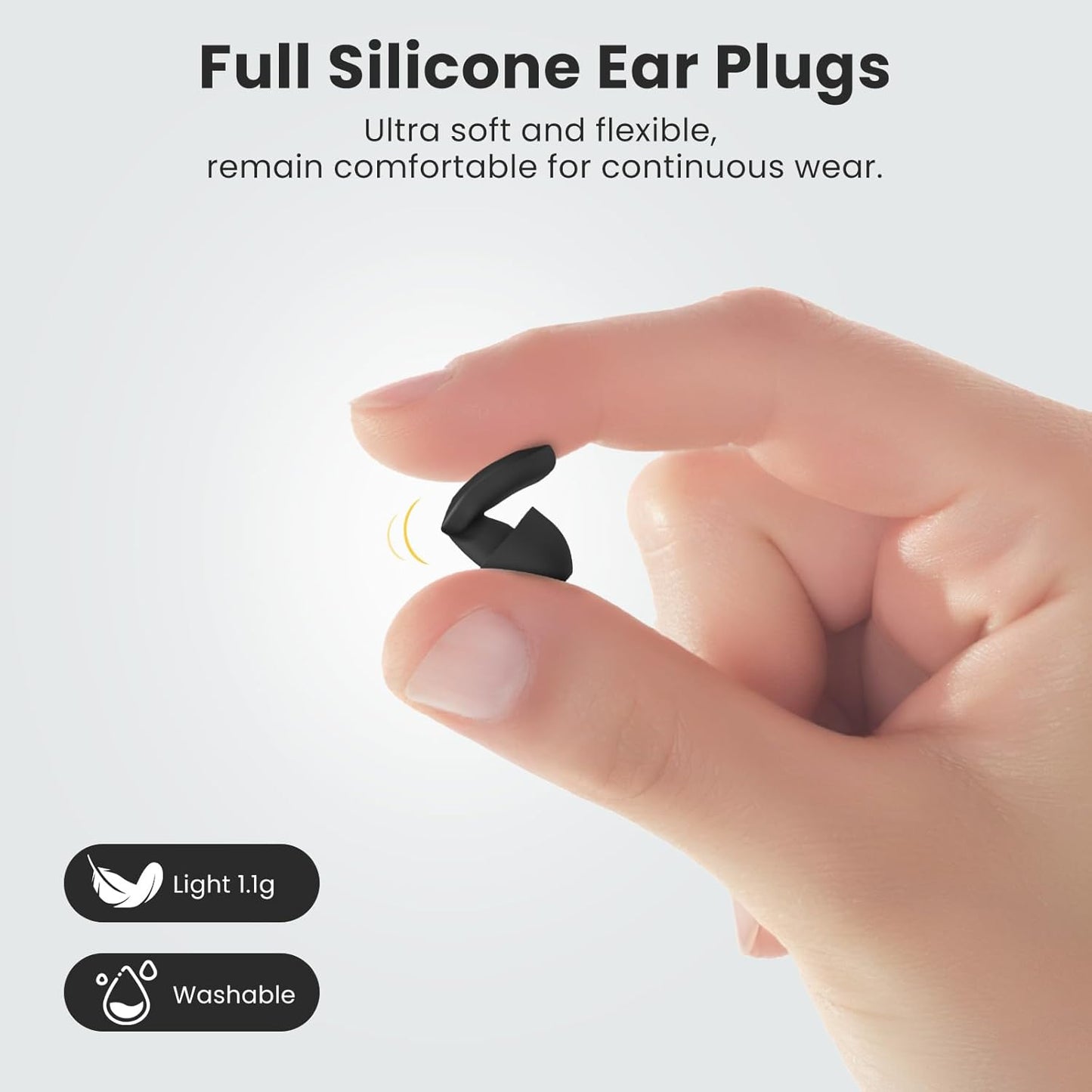 Ear Plugs Noise Cancelling 2 Sets, Reusable Soft Silicone Ear Plugs for Sleeping, Focus, Concert Earplugs Hearing Protection 28dB, 8 Pairs Ear Tips in S/M/L - Black