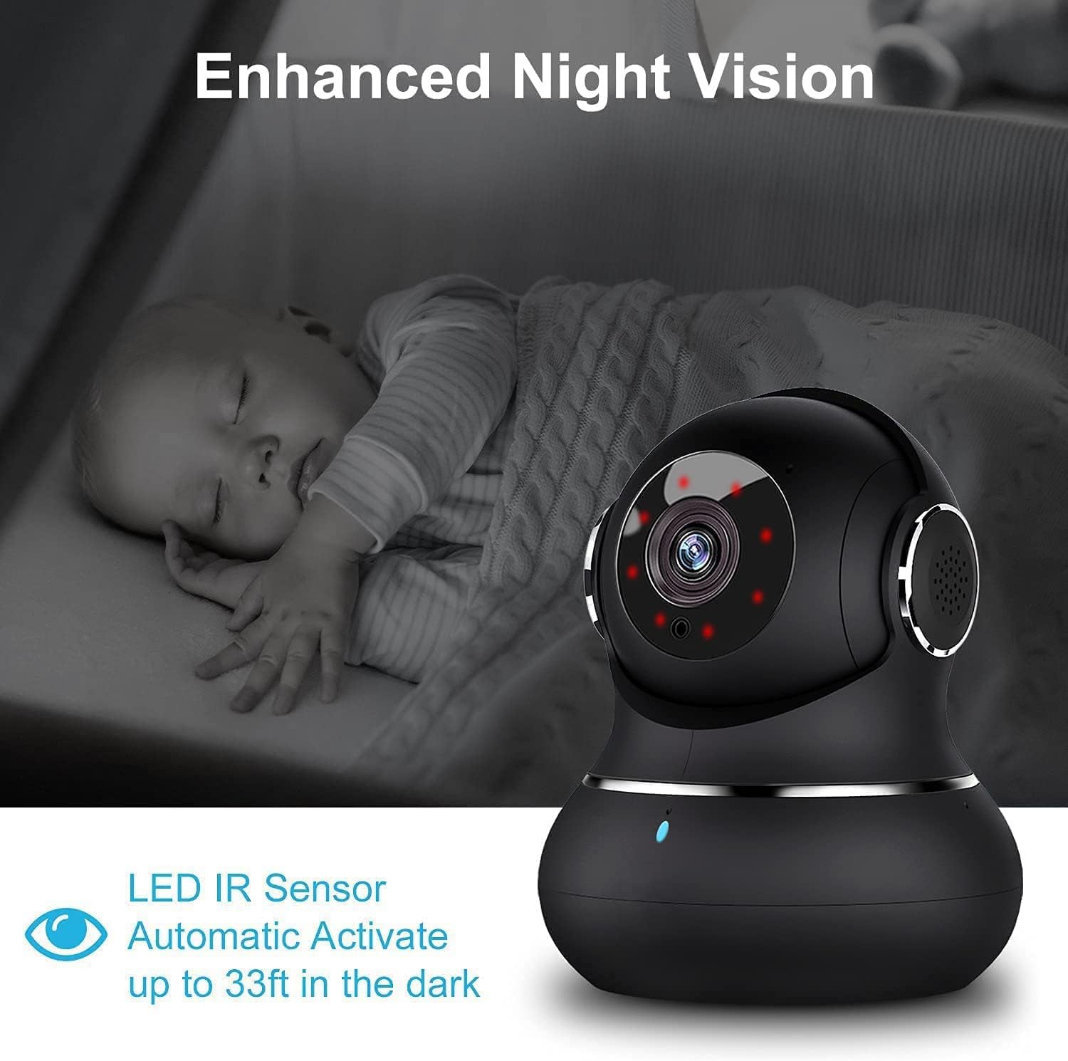 litokam 2K Indoor Security Camera, 360° Cameras for Home Security Indoor with Motion Detection, Pet Cam with Phone App, Baby Monitor-Night Vision