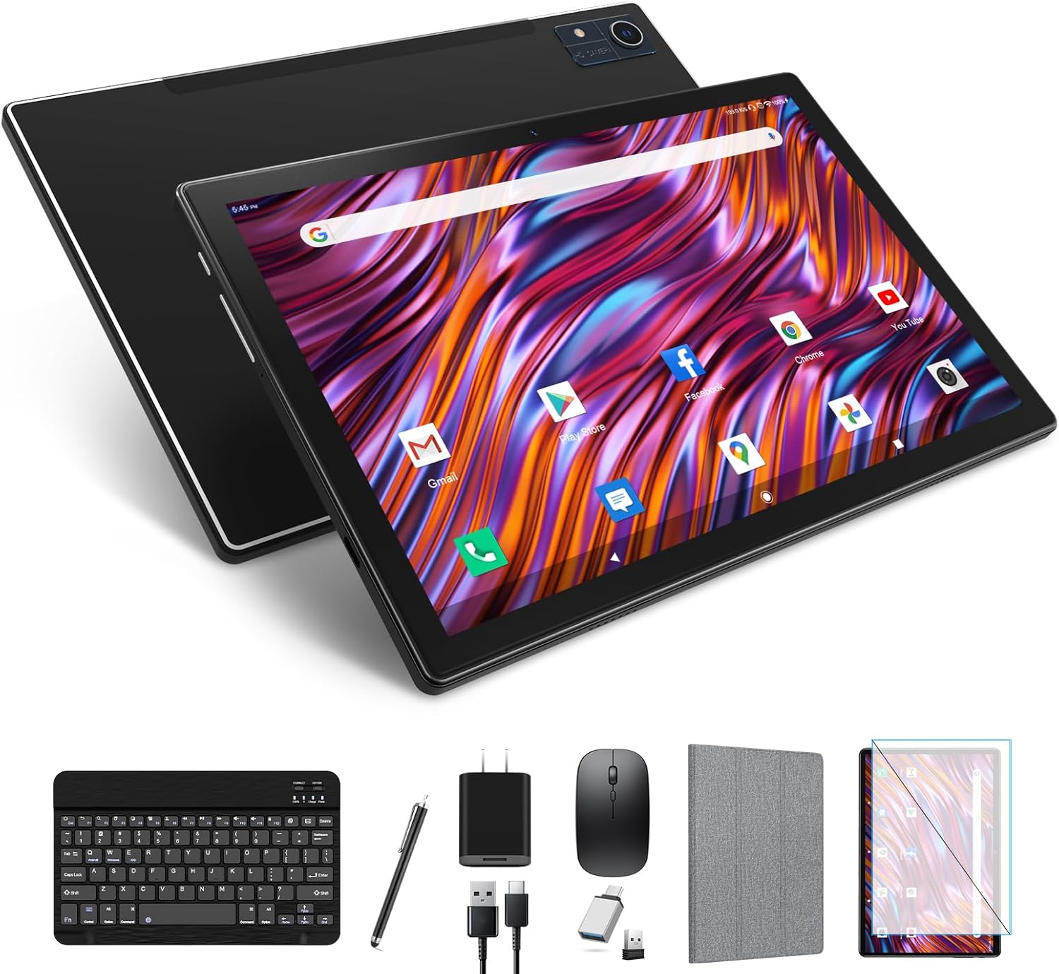 Latest 2024 Android 13 Tablet, 128GB+16(8+8 Expand)GB/512GB Expandable, Octa-Core Tablet with 5G WiFi, 8000mAh Battery, 10.1 inch Tableta with 21MP Camera, Tableta with Keyboard, Bluetooth,Mouse, Case