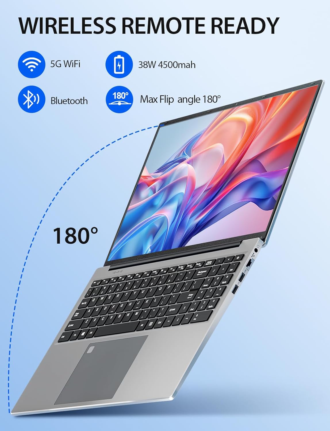 BIGASUO 16 Inch Laptop Computer with 16GB RAM, 1TB SSD, Intel N100 Processor, 1200P IPS Display, Windows 11, Lightweight Notebook with Fingerprint Unlock & Long Battery Life for Business, Study