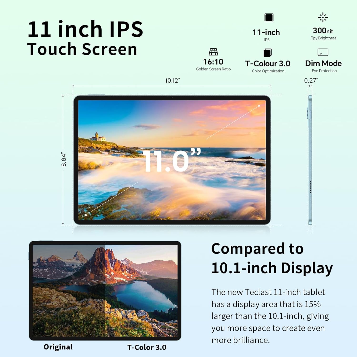 TECLAST Tablet 11 inch Android 14 Tablets, P50 14GB+128GB,1TB Expand, Widevine L1 Compatible 8-Core Tablet with 5G WiFi, 8000mAh Battery, 13MP Camera, 11" IPS Big Screen, GPS