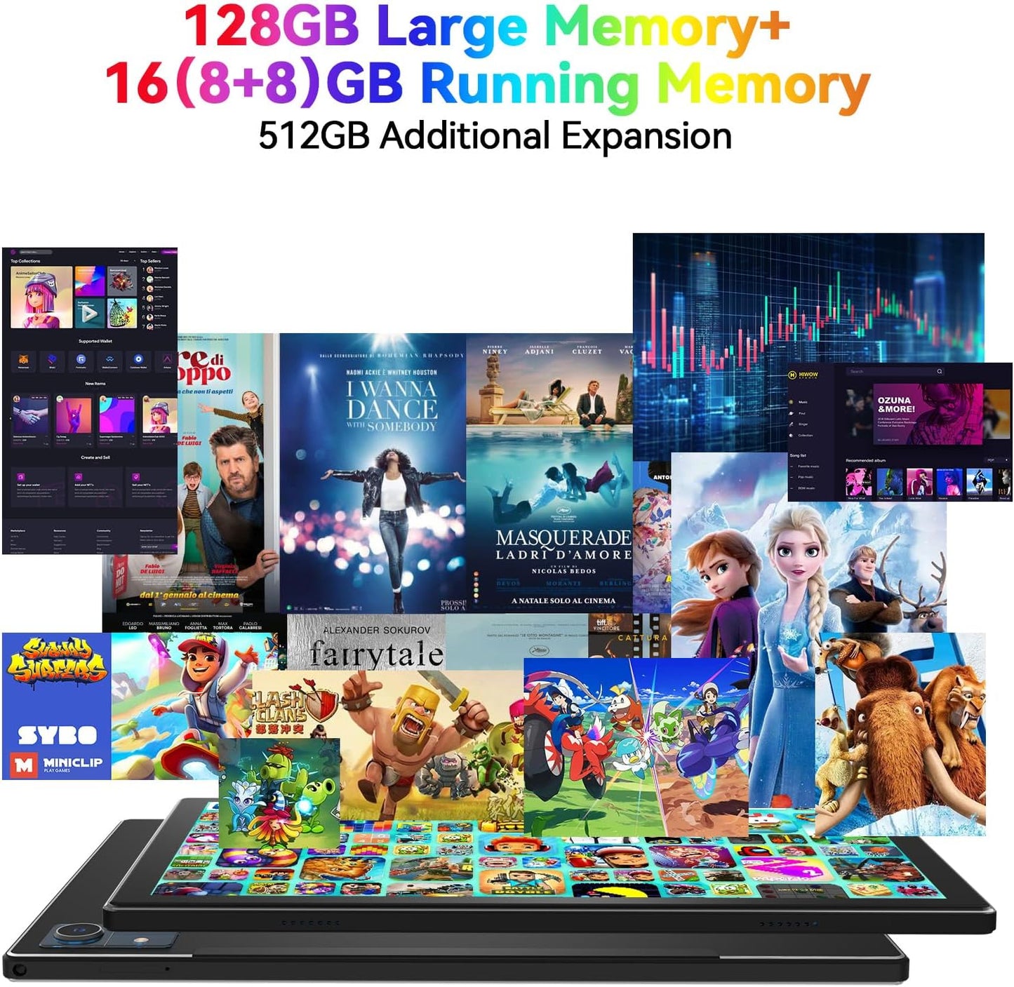 Latest 2024 Android 13 Tablet, 128GB+16(8+8 Expand)GB/512GB Expandable, Octa-Core Tablet with 5G WiFi, 8000mAh Battery, 10.1 inch Tableta with 21MP Camera, Tableta with Keyboard, Bluetooth,Mouse, Case