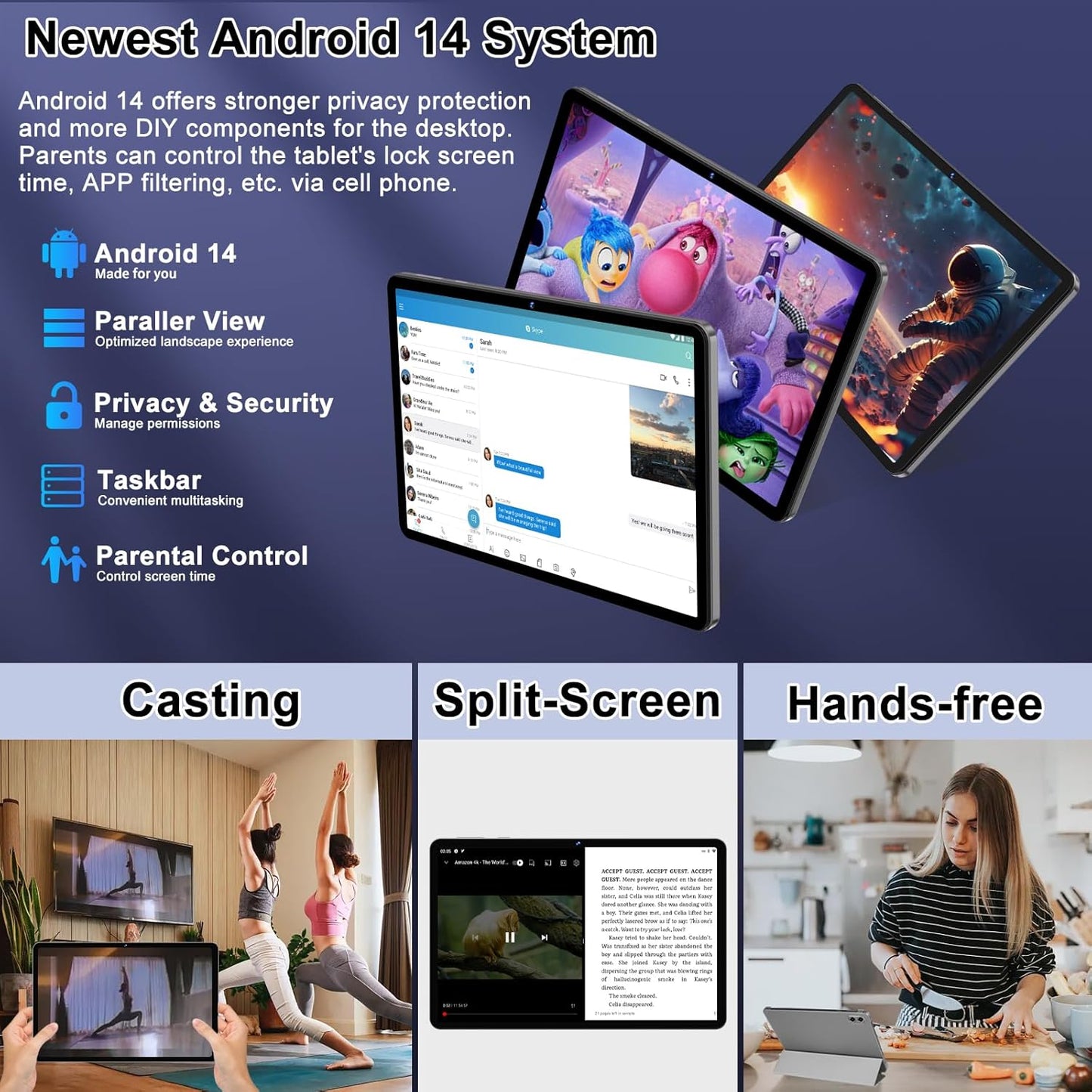 2025 Android 14 Tablet 20GB RAM 128GB ROM 1TB Expand, 10 Inch Octa-Core Tablets with 5G WIFI 6, Tablet with Keyboard, Mouse, Case, 6000mAh Battery, HD IPS Display, Widevine L1, Split Screen -Grey